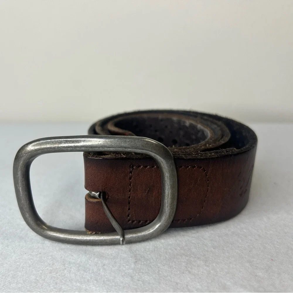 American Eagle Outfitters Vintage Brown Perforated Leather Belt S